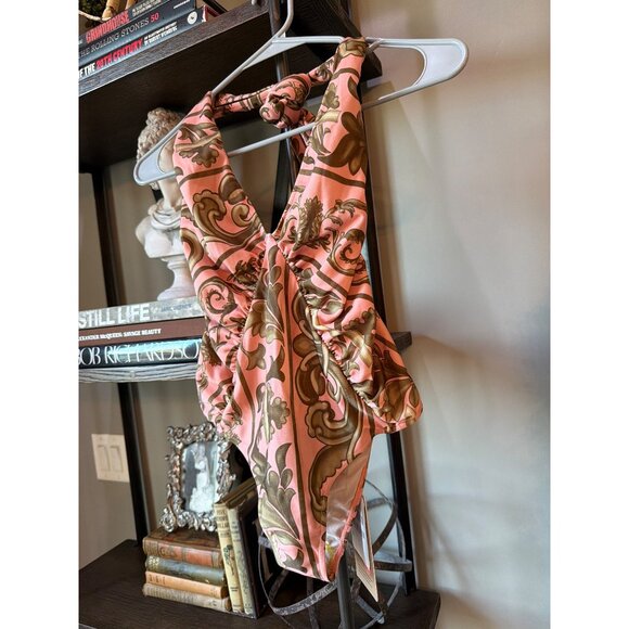 Adriana Degreas Hera Halterneck One Piece Swimsuit Pink Green Womens Size Small - Picture 7 of 10